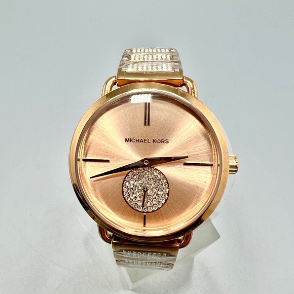 Michael Kors Portia Crystal Rose Gold Dial Ladies Watch - Picture 1 of 6